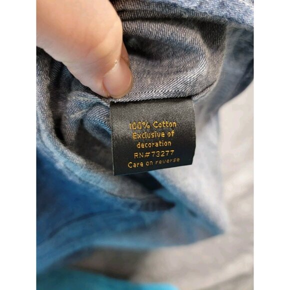 Helix Western Blue Button up Denim Short Sleeve Shirt Men's size 2XL - Picture 6 of 7